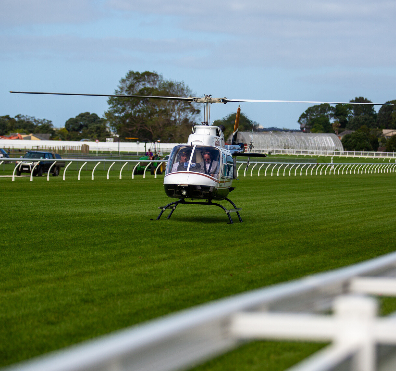 Take a helicopter to Ellerslie Racecourse or Pukekohe Park by prior arrangement