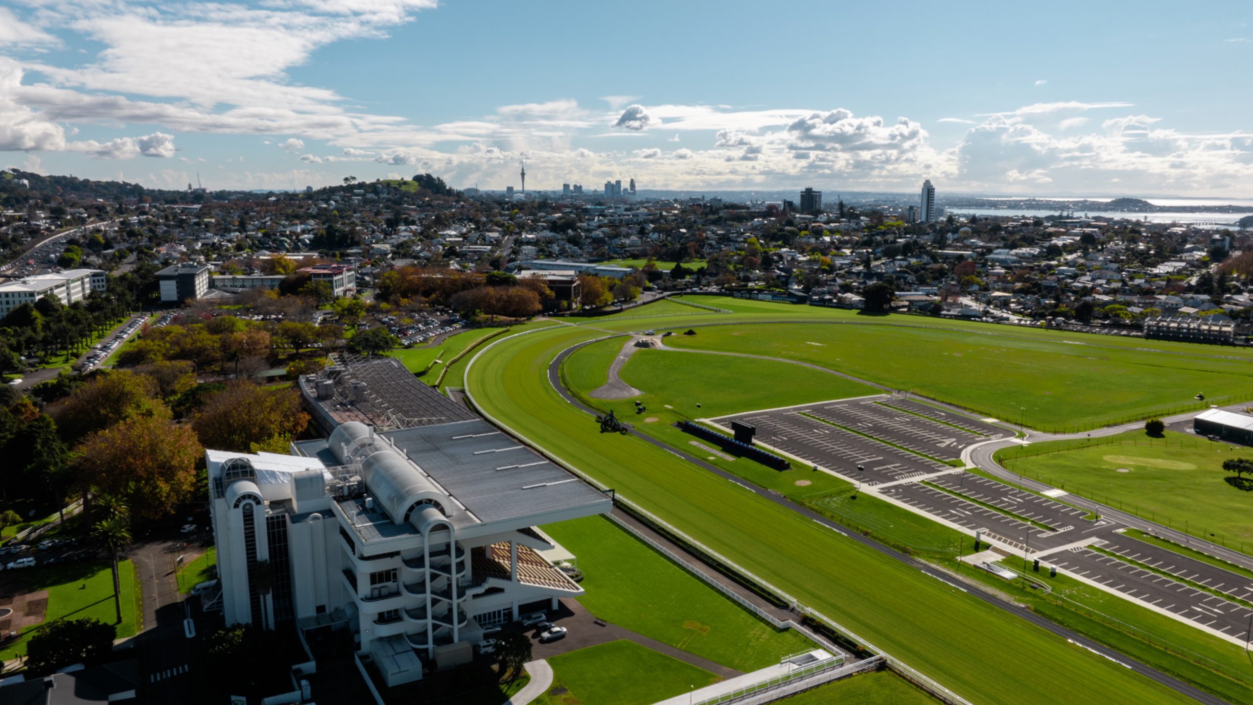 Bird's-eye view of the new raceday carpark at Ellerslie.